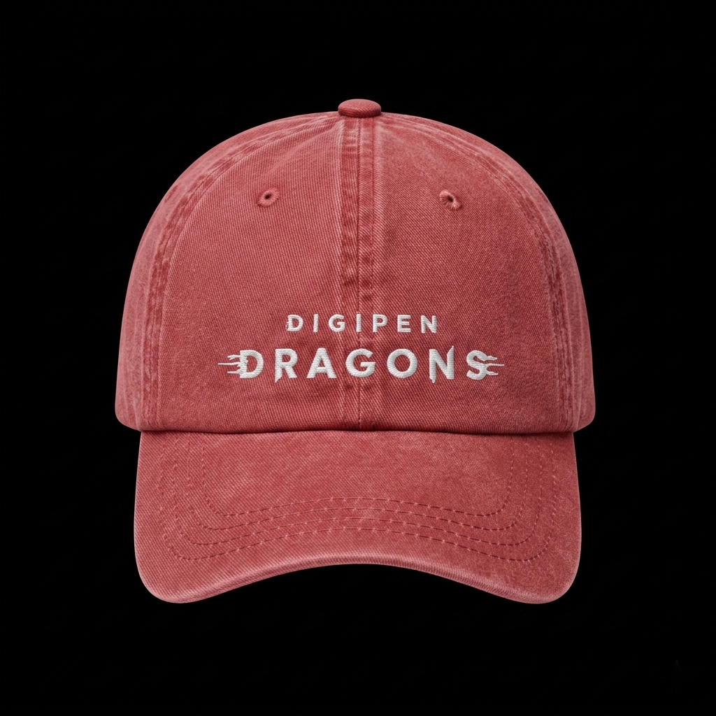 DigiPen Dragons "Dad Hat" in Vintage Red